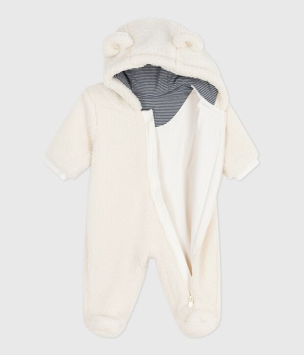 Babies' sherpa snowsuit with ears and a pinstriped lining MILK