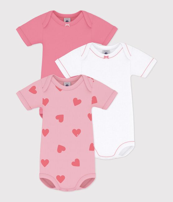 Pack of babies' short-sleeved heart print cotton bodies variante 1