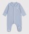 Babies' plain velour pyjama suit with a collar POLAIRE