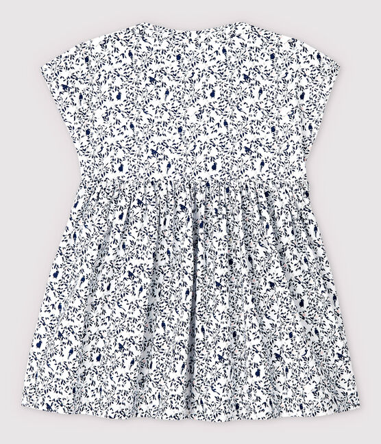 Baby Girls' Short-Sleeved Poplin Dress MARSHMALLOW white/MULTICO white