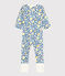 Babies' Panther Patterned Glow-In-The-Dark Cotton Sleepsuit with Detachable Feet MARSHMALLOW white/MULTICO white