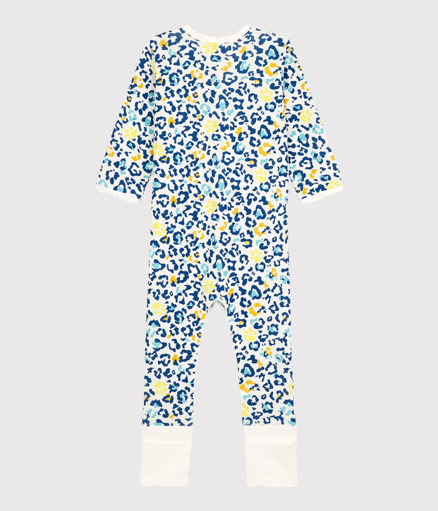 Babies' Panther Patterned Glow-In-The-Dark Cotton Sleepsuit with Detachable Feet white/multicolor