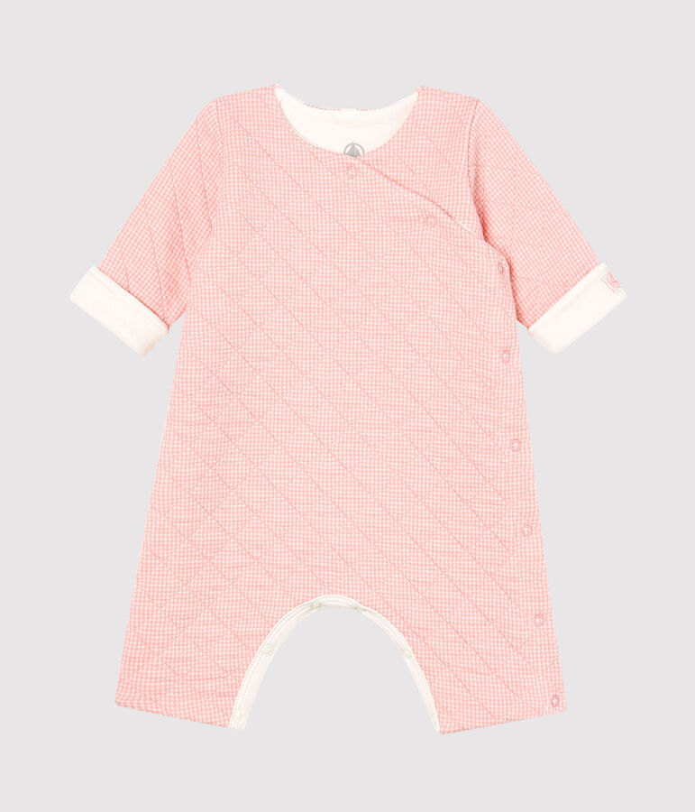 Babies' Long Jumpsuit in Quilted Tube Knit pink/white