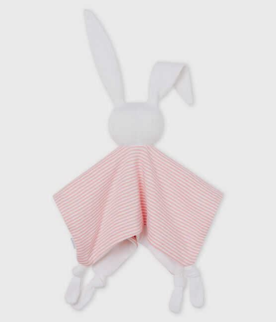 Comforter in Petit Bateau's iconic rib knit. CHARME pink/MARSHMALLOW white