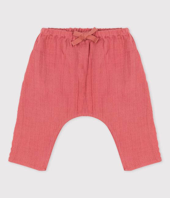 Babies' Plain Organic Cotton Gauze Harem Pants PAPAYE pink