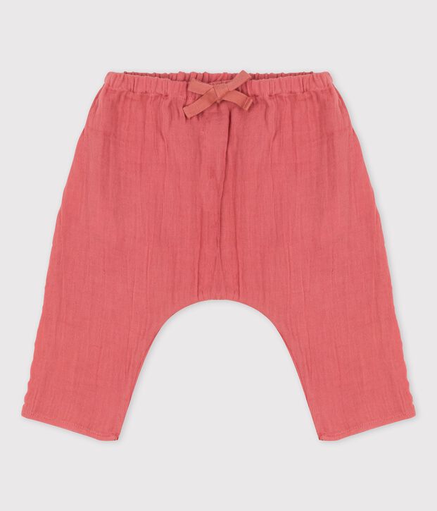 Babies' Plain Organic Cotton Gauze Harem Pants pink