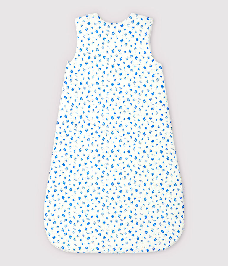 Babies' Organic Cotton Boat Pattern Sleeping Bag MARSHMALLOW white/COOL blue