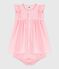 Plain cotton baby dress and bloomers CHARME pink