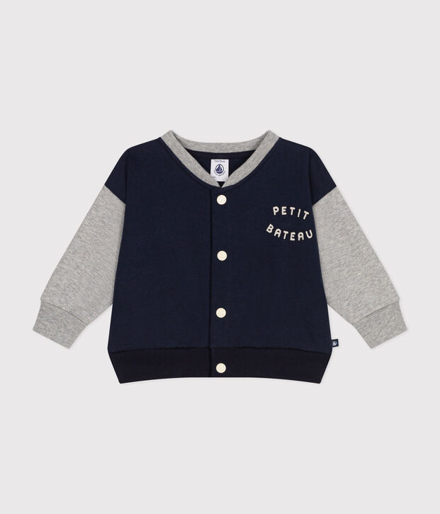 Babies' Fleece Baseball Jacket blue/grey