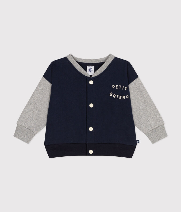 Babies' Fleece Baseball Jacket blue/grey