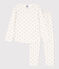 Little girls' cotton palm print pyjamas MARSHMALLOW white/MULTICO white