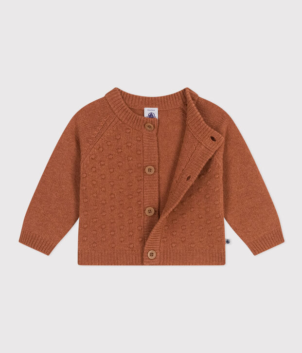 Babies' Wool/Recycled Nylon Knit Cardigan brown