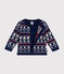 Babies' knitted cardigan with a wool content MEDIEVAL blue/MULTICO white