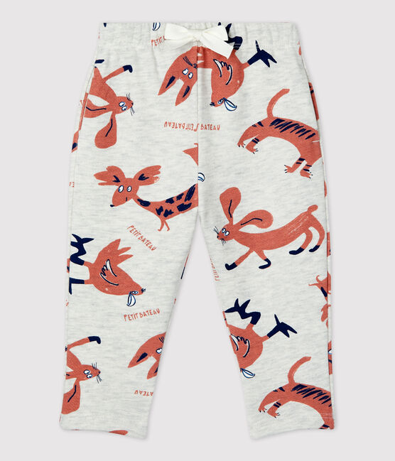 Babies' Fleece Animal Print Trousers MONTELIMAR beige/MULTICO white