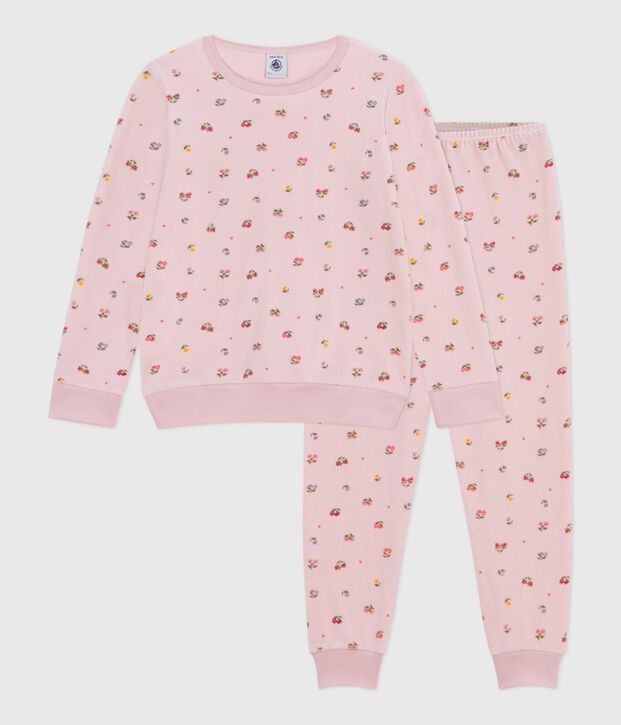 Children's floral print velour pyjamas pink/multicolor