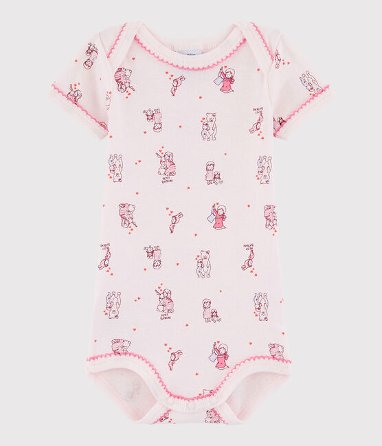Baby Girls' Short-Sleeved Bodysuit VIENNE pink/MULTICO white