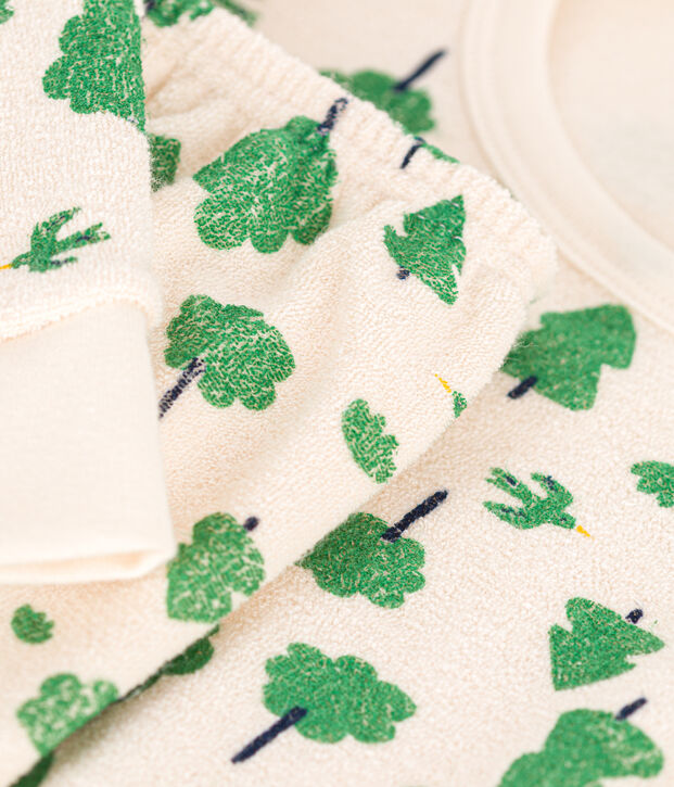 Children's tree print brushed terry towelling pyjamas Ecru/multicolor
