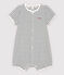 Babies' Organic Cotton Playsuit With Woven "Je t'aime" MARSHMALLOW white/SMOKING blue