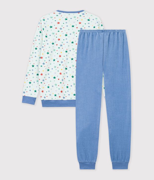 Children's star print velour pyjamas. blue/multicolor