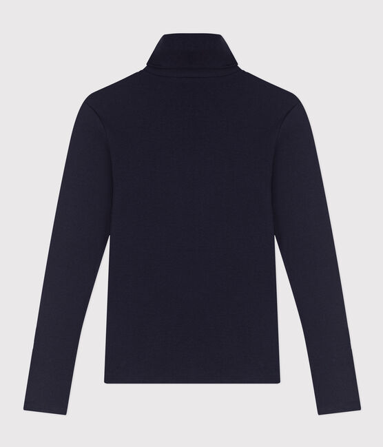 Women's Iconic roll neck cotton T-shirt SMOKING blue