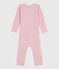 Babies' long-leg wool and cotton body pink