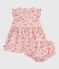 Babies' sleeveless cotton dress with matching bloomers JOLI pink/MULTICO white
