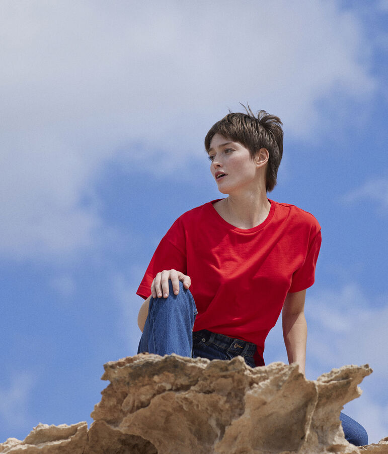 Women's Boxy Cotton T-Shirt PEPS red