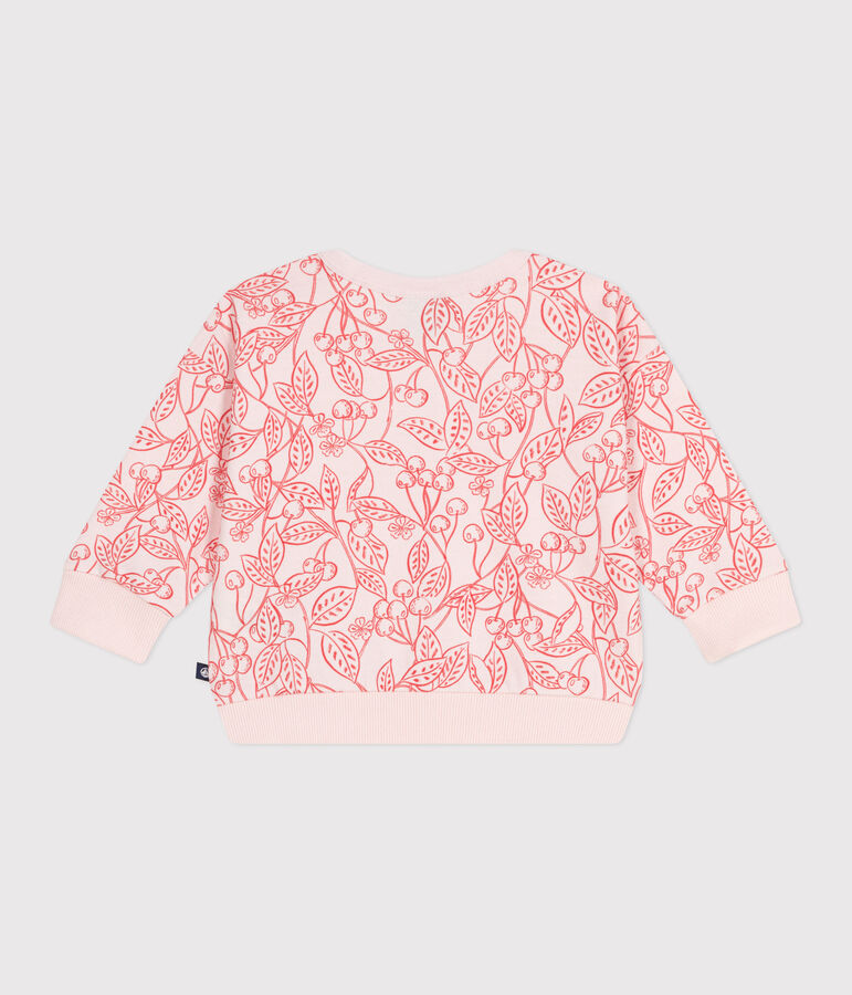 Babies' cotton sweatshirt with a pink cherry print FLEUR pink/SPI