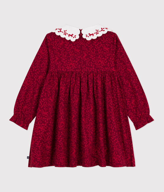 Children's long-sleeved printed flannel dress AMARANTE red/TERKUIT