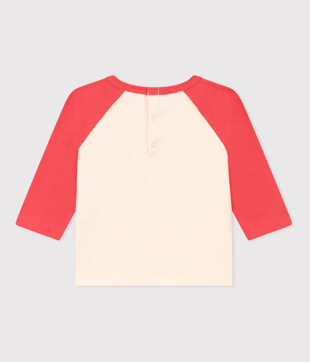 Babies' Long-Sleeved Jersey T-Shirt Ecru/orange