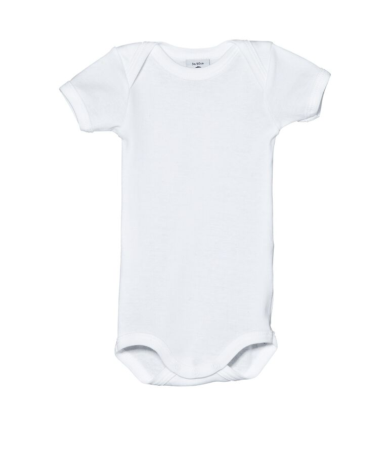 Baby short-sleeved plain cotton envelope-neck bodysuit Ecume white