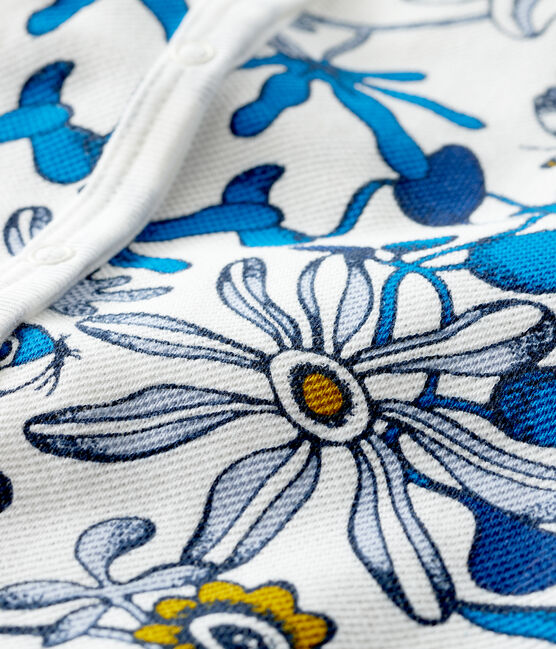 Baby girls' printed shortie MARSHMALLOW white/HADDOCK blue