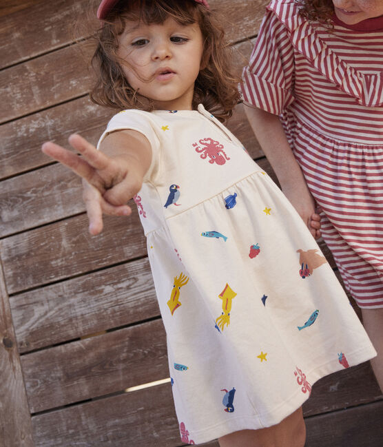 Babies' Patterned Jersey Short-Sleeved Dress AVALANCHE white/MULTICO