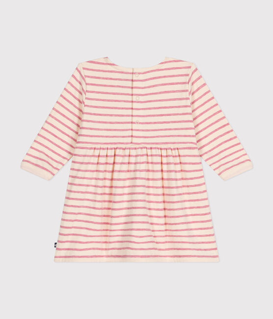 Babies' long-sleeved tube knit dress AVALANCHE pink/ROSELINE