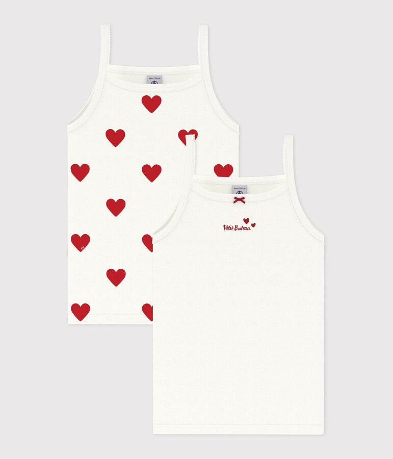 Girls' Heart Patterned Cotton Vests - 2-Pack variante 1