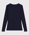 Women's Iconic long-sleeved wool and cotton T-shirt SMOKING blue