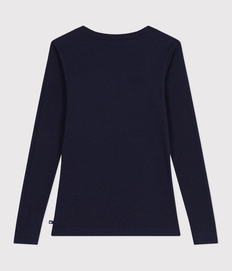 Women's Iconic long-sleeved wool and cotton T-shirt blue
