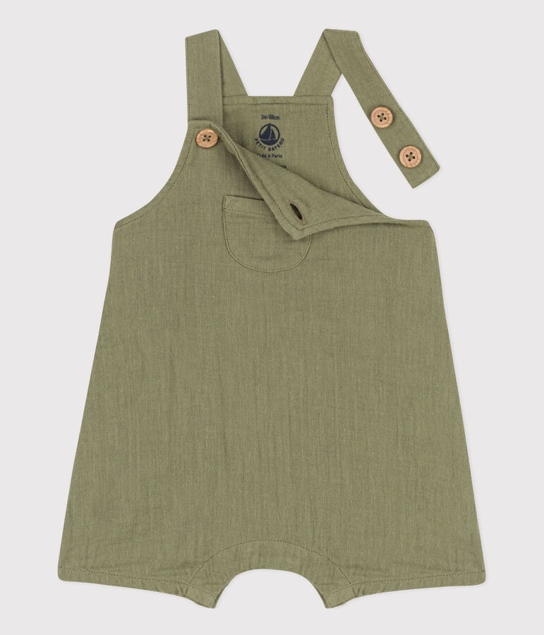Babies' Cotton Gauze Dungaree Shorts green