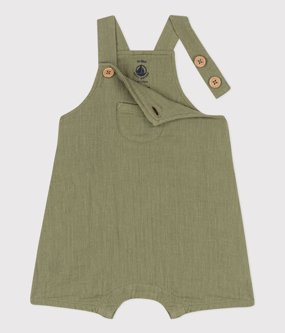 Babies' Cotton Gauze Dungaree Shorts MARECAGE green