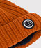 Babies' Knit Hat with Recycled Fleece Lining RUSTY brown