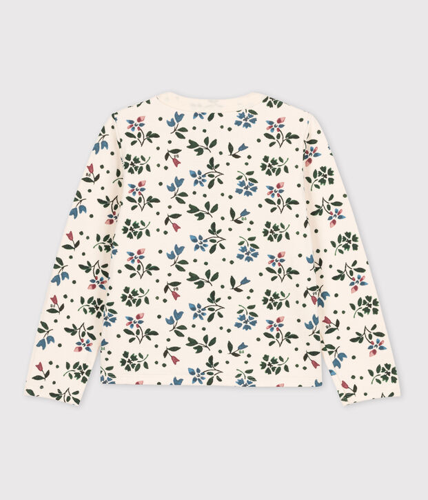 Girls' Tube Knit Patterned Cardigan Ecru/multicolor