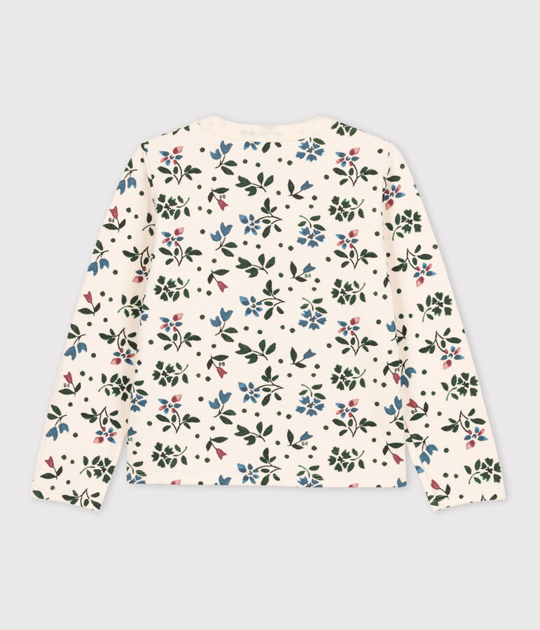 Girls' Tube Knit Patterned Cardigan Ecru/multicolor