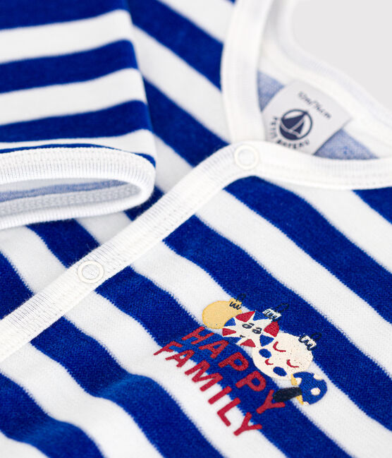 Babies' velour Christmas pyjamas CALVIN blue/MARSHMALLOW
