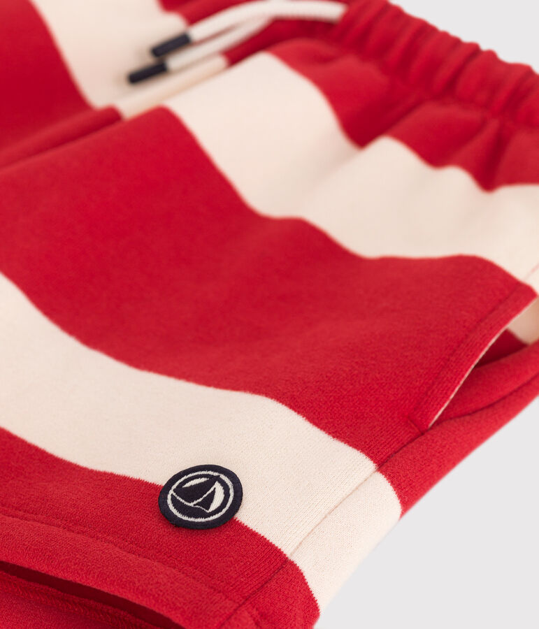 Children's stripy cotton shorts red/ecru