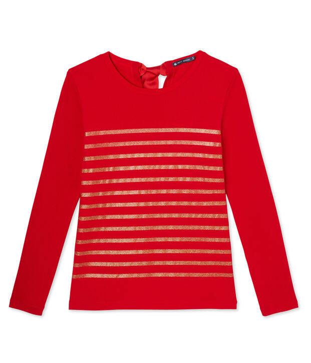 Women's sequin-stripe T-shirt red
