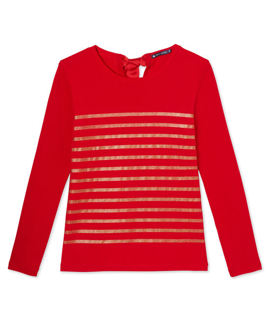 Women's sequin-stripe T-shirt FROUFROU red