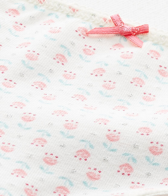 Girl's printed boxer in stretch jersey LAIT white/MULTICO white