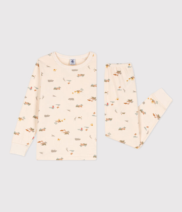 Children's Unisex Animal Themed Cotton Pyjamas Ecru/multicolor