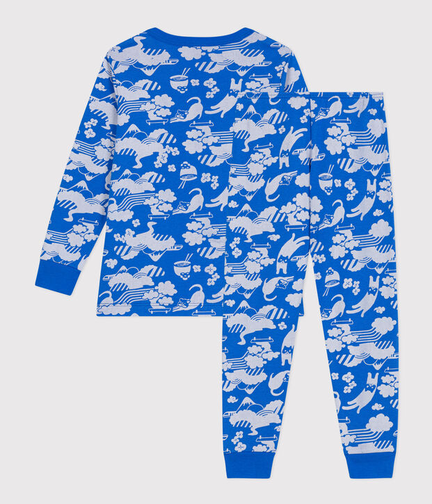 Children's Printed Cotton Pyjamas blue/white