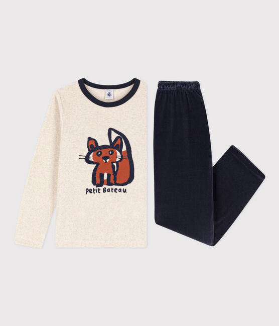 Children's Unisex Fox Patterned Velour Pyjamas SMOKING blue/MULTICO white